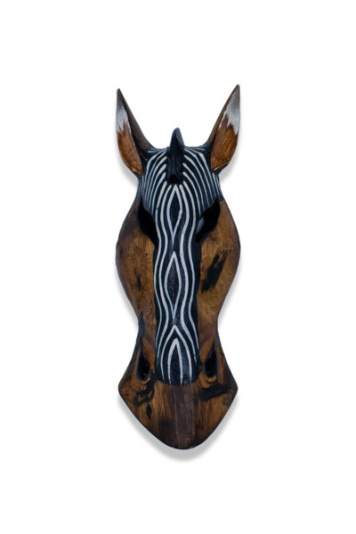 Zebra Kafası Maske, 30 cm, Dalga, Duvar Objesi, Ahşap Mask - 1