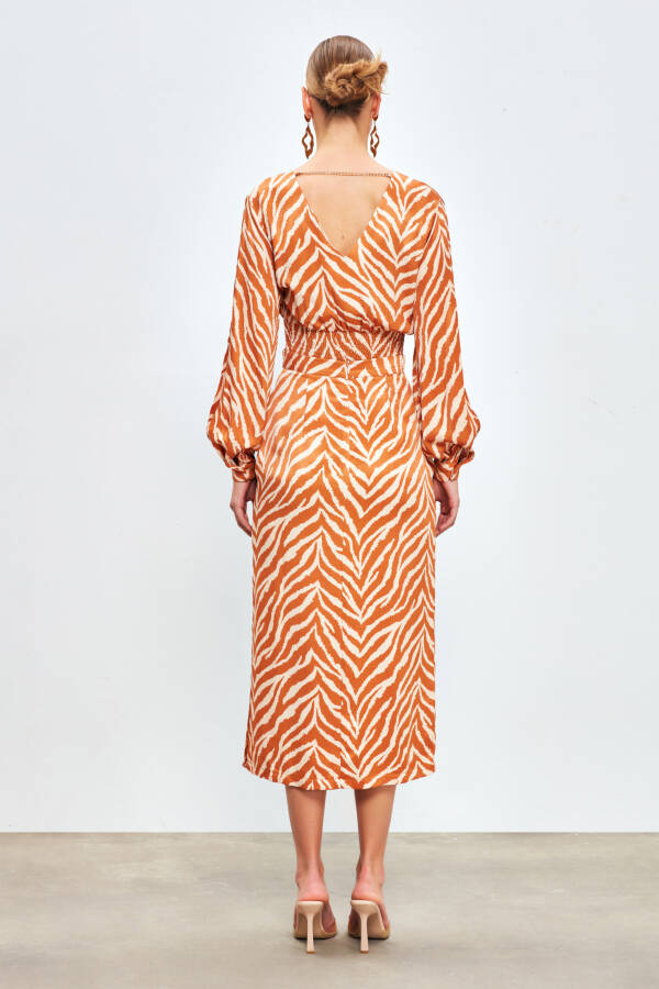 Zebra Print Satin Skirt - CAMEL - 14