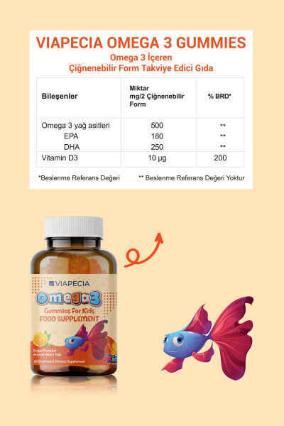 Желейные конфеты с ароматом апельсина Omega 3 для детей 60 штук Развитие мозга - 3