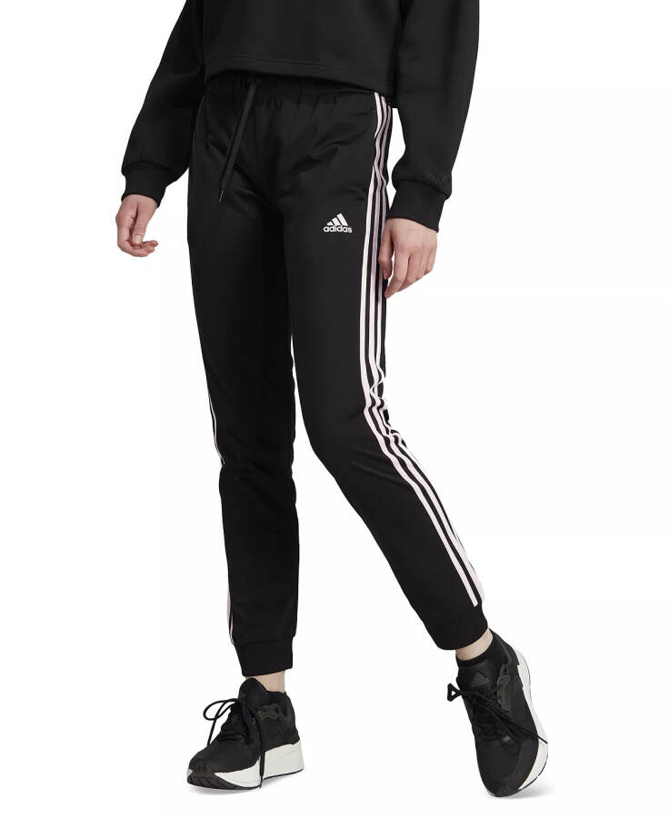 Женские спортивные штаны Essentials Warm-Up Slim Tapered 3-Stripes, XS-4X Черный/светло-розовый - 1