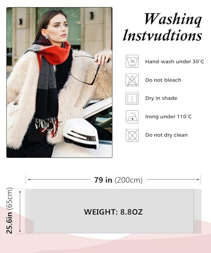 ZENUTA Women's Fall Winter Scarf Long Plaid Scarf Warm Soft Chunky Large Blanket Wrap Shawl Scarves Oversized Scarves Gift - 4