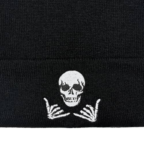 Zgboaht Embroidered Beanie for Men Women Stretch Knitted Winter Hat Warm Cuffed Skeleton Hat Skull Cap - 3