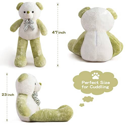 ZGXIONG Big Teddy Bear Stuffed Animal Giant Teddy Bear 4 Feet Extra Large Stuffed Animals Green Teddy Bear Huge Plushies Stuffed Bear Plush Toy Big Bear Stuffed Animal for Girls Mother's Day Birthday - 4