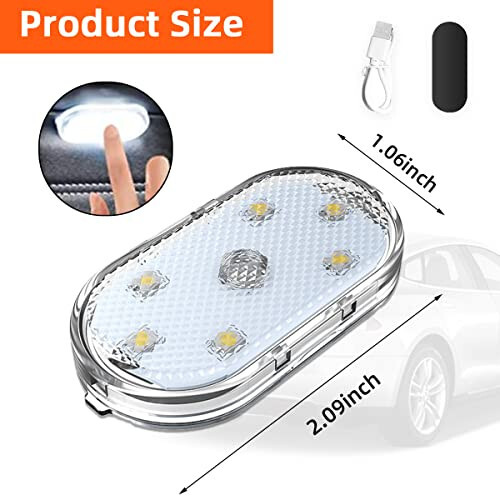 Ziciner 2 Adet Araba Led Işıkları İç, Süper Parlak Araba Kablosuz Ampul, USB Şarj Edilebilir Otomatik Led Festoon Ampul, Evrensel Araç Aksesuarları Arabalar, Kamyonlar, SUV'lar, Vanlar İçin (Renkli, 4 Adet) - 2