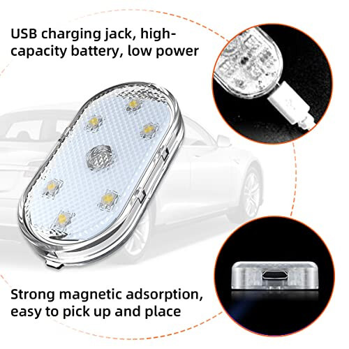 Ziciner 2 Adet Araba Led Işıkları İç, Süper Parlak Araba Kablosuz Ampul, USB Şarj Edilebilir Otomatik Led Festoon Ampul, Evrensel Araç Aksesuarları Arabalar, Kamyonlar, SUV'lar, Vanlar İçin (Renkli, 4 Adet) - 3