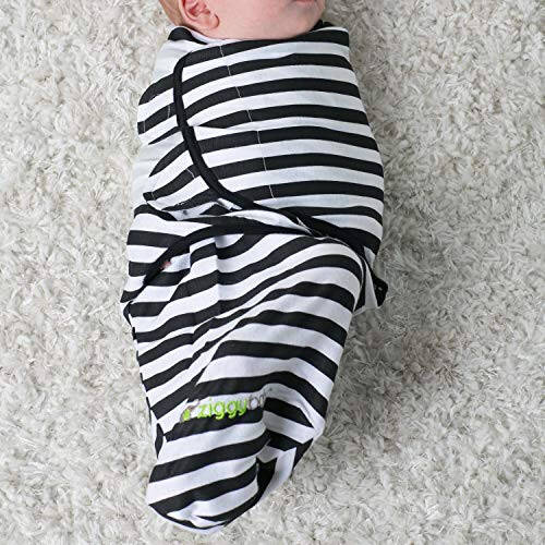 Ziggy Baby Adjustable Baby Swaddles 0-3 Months - Blanket Infant Wrap Set 3 Pack - Soft Cotton Black & White - Newborn Swaddle Blankets for Baby Boy or Girl, Swaddle Blanket - 34