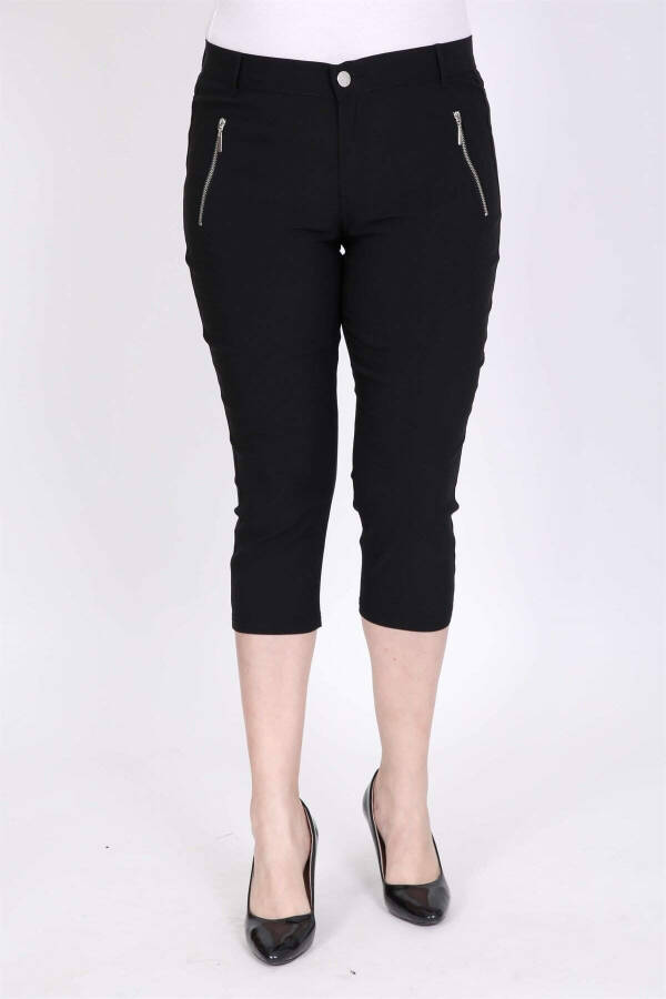 Zip-Up Pocket Lycra Capri Pants - 2