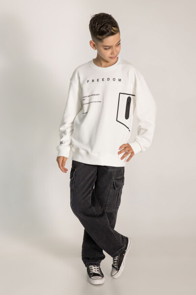 Zipper Detail Digital Printed Sweatshirt - 3