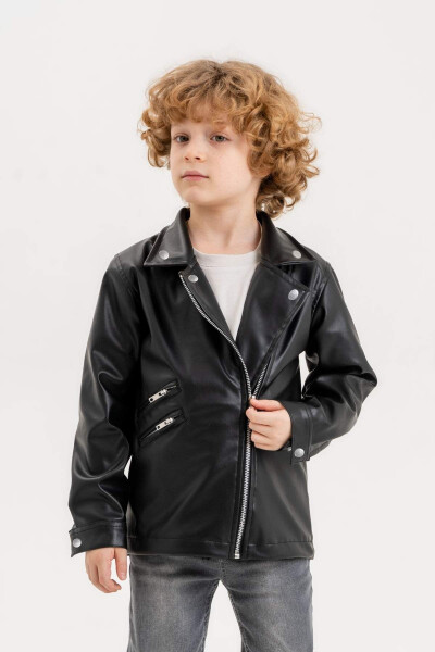 Zippered Boys Leather Jacket - 3