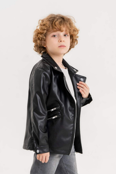 Zippered Boys Leather Jacket - 5