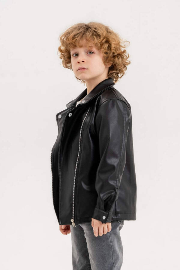 Zippered Boys Leather Jacket - 6