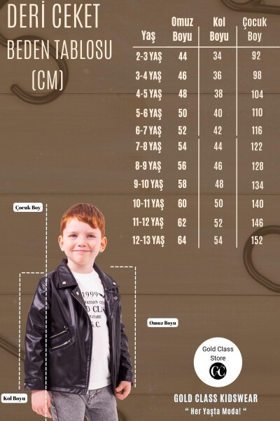 Zippered Boys Leather Jacket - 7