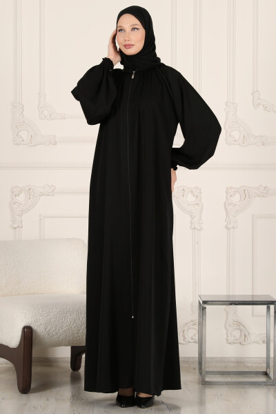 Zippered Ferace & Abaya with Elastic Sleeves - 3