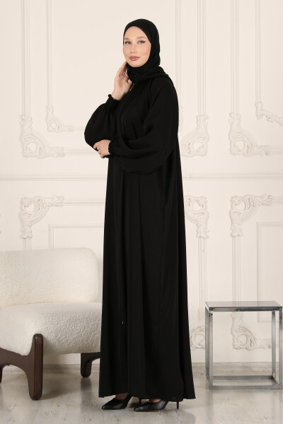 Zippered Ferace & Abaya with Elastic Sleeves - 4