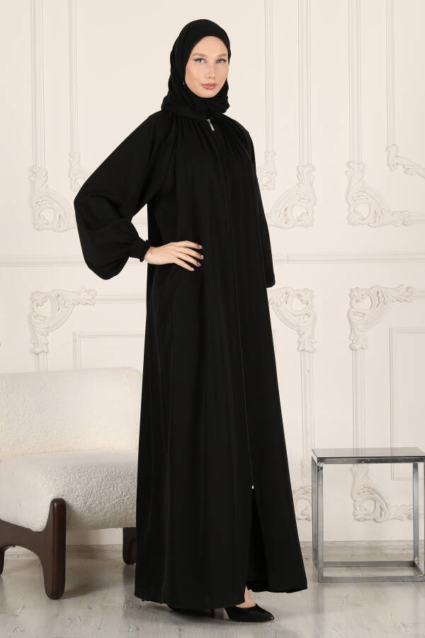 Zippered Ferace & Abaya with Elastic Sleeves - 5