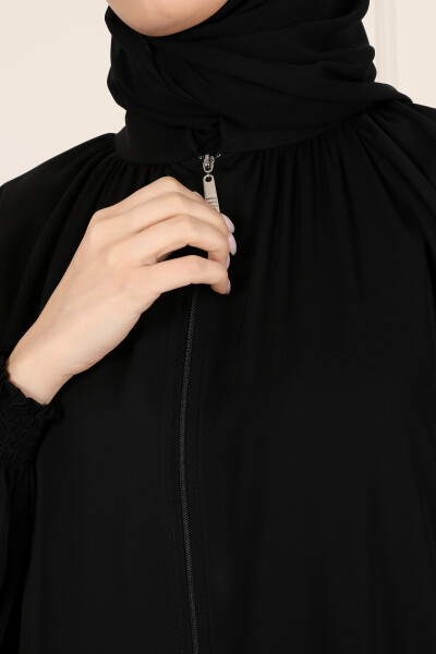 Zippered Ferace & Abaya with Elastic Sleeves - 7