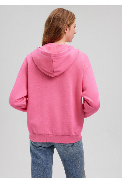 Zippered Hooded Pink Basic Sweatshirt 1611775-71095 - 22