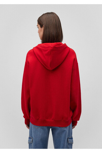 Zippered Hooded Red Basic Sweatshirt 1611775-82054 - 10