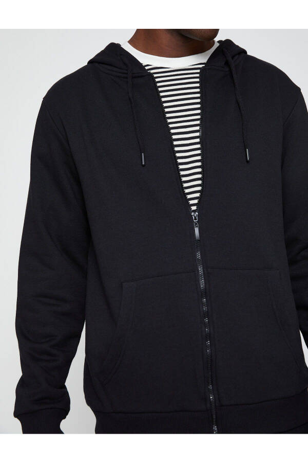 Zippered Hooded Sweatshirt - 5