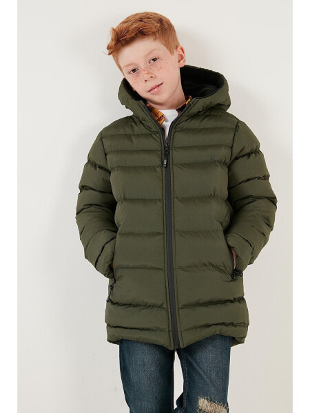 Zippered Pocket Hooded Puffer Jacket 6492324 - 2