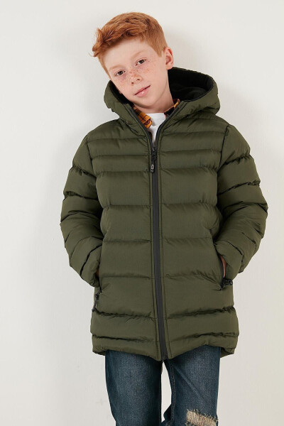 Zippered Pocket Hooded Puffer Jacket 6492324 - 8