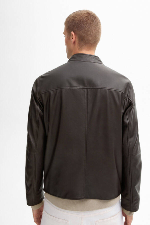 Zippered pocket napa leather jacket - 4