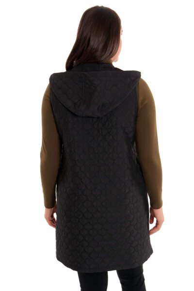 Zippered Quilted Vest Onion Skin Pattern Black - 7