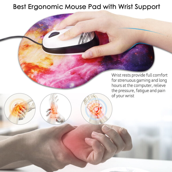 ZIQIAN Ergonomik Mouse Pad, Jel Bilek Desteği ile, Kaymaz Kauçuk Taban, Hafıza Köpüğü, Kişiselleştirilmiş Sevimli Mousepad, Ev, Ofis, Okul, Oyun için Ağrı Giderici Konforlu Bilek Desteği, Mor - 6