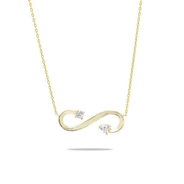 Zircon Stone Infinity Design Gold Color 925 Sterling Silver Women's Necklace - 2