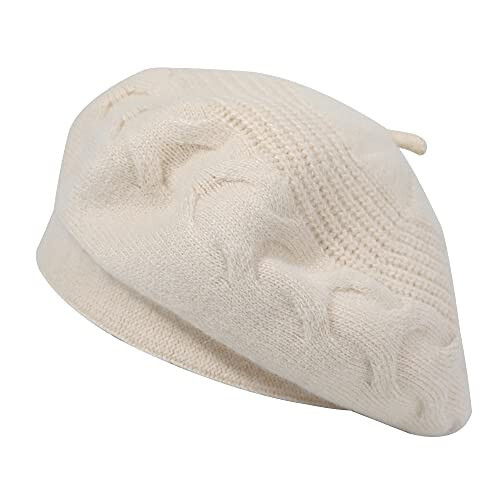 ZLYC French Beret Hat, Reversible Solid Color Cashmere Knit Warm Beret Cap for Womens Girls - 1