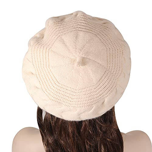 ZLYC French Beret Hat, Reversible Solid Color Cashmere Knit Warm Beret Cap for Womens Girls - 3