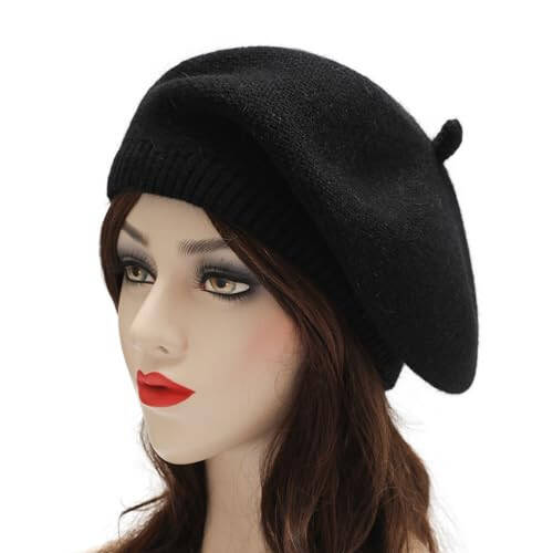 ZLYC Women Winter Berets Hat French Cashmere Warm Artist Classic Print Hat - 2