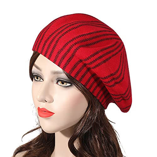 ZLYC Womens French Beret Hat Reversible Knitted Thickened Warm Cap for Ladies Girls - 3