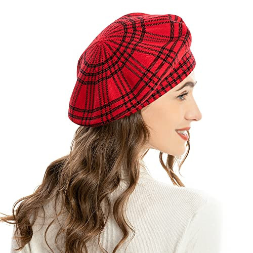 ZLYC Womens French Beret Hat Reversible Knitted Thickened Warm Cap for Ladies Girls - 5