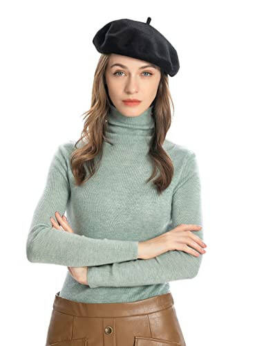 ZLYC Wool French Beret Hat Solid Color Beret Cap for Women Girls - 2