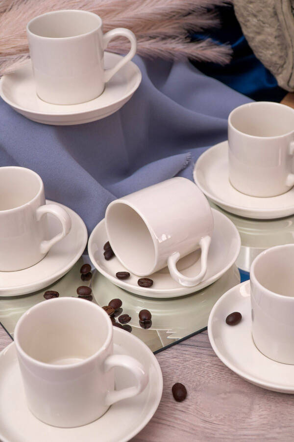 Zühre 12 Piece 6 Person Porcelain Coffee Cup Set Cracked White - 13