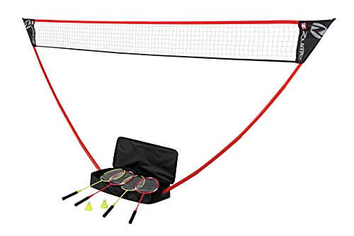 Zume Games Portable Badminton Set with Freestanding Base - Sets Up on Any Surface in Seconds - No Tools or Stakes Required - 1