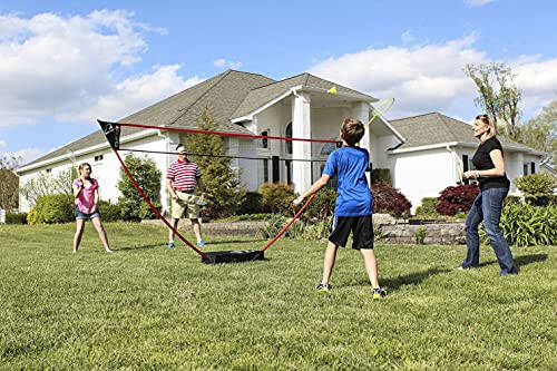 Zume Games Portable Badminton Set with Freestanding Base - Sets Up on Any Surface in Seconds - No Tools or Stakes Required - 4